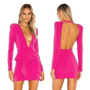 NWT Michael Costello x Revolve Vibrant Pink Backless Dress, M
